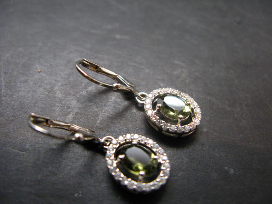Moldavite Tektite Silver Earrings from Czech Republic - 3.0 Grams