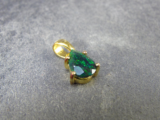 Rare Black Opal Gold Plated Silver Pendant from Australia 0.6" - 0.97 Grams