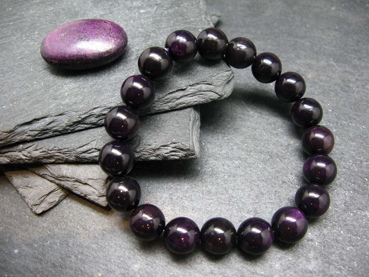 Purpurite Genuine Bracelet ~ 7 Inches ~ 10.5mm Round Beads