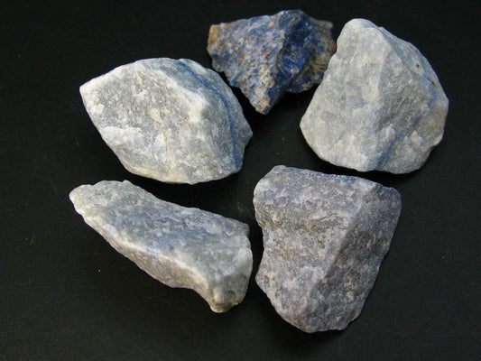 Lot of 5 Natural Rough Unheated Blue Quartz Stones from Brazil