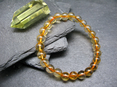 Citrine Genuine Bracelet ~ 7 Inches ~ 8mm Round Beads