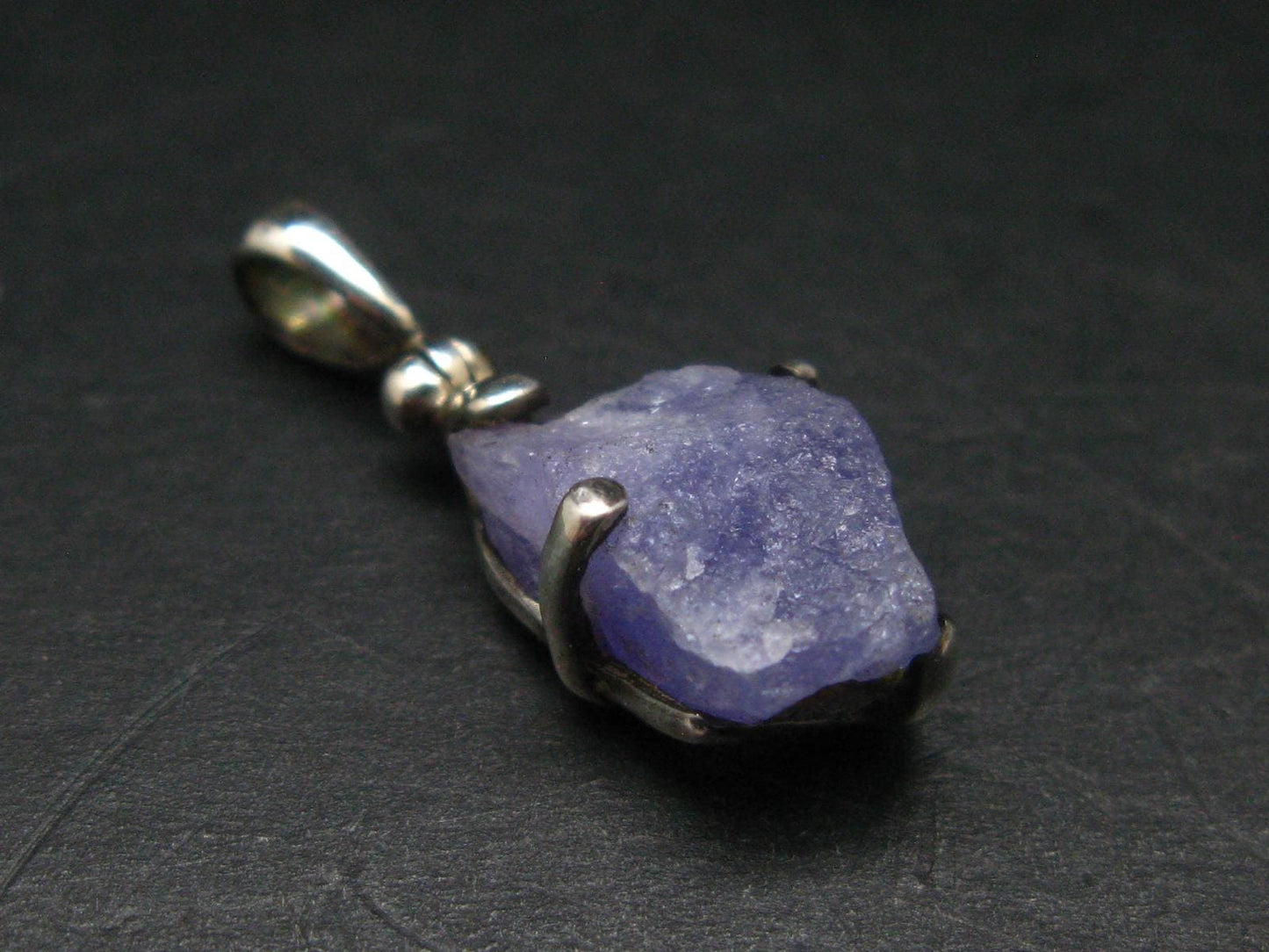 Rare Raw Hackmanite Silver Pendant from Afghanistan - 0.8" - 3.0 Grams