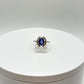 Blue Sapphire Halo Ring: Sterling Silver Statement Jewelry, Size 8.5