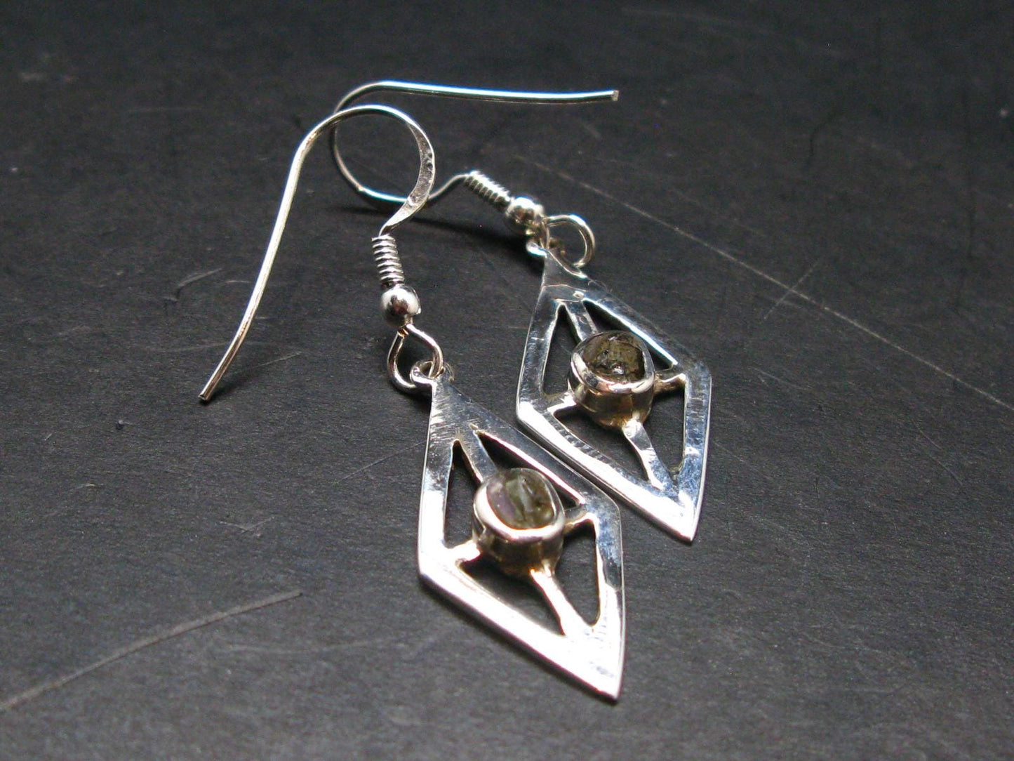 Moldavite Tektite Silver Earrings from Czech Republic - 3.03 Grams