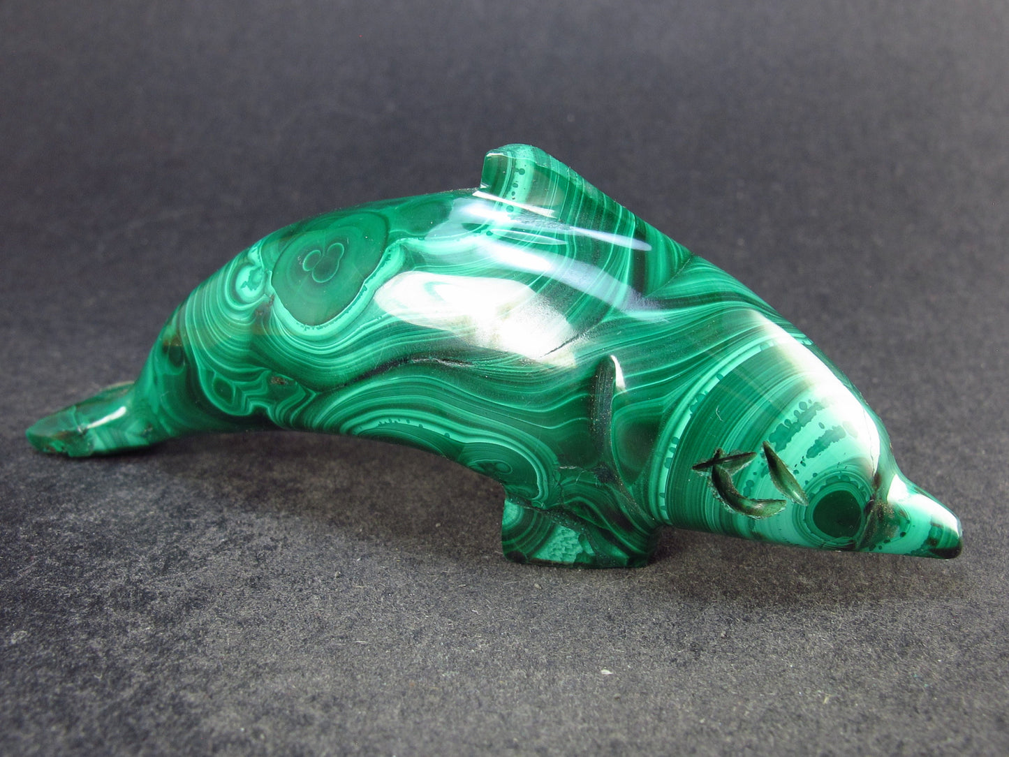 Malachite Dolphin Carving From Congo - 3.2" - 68.7 Grams