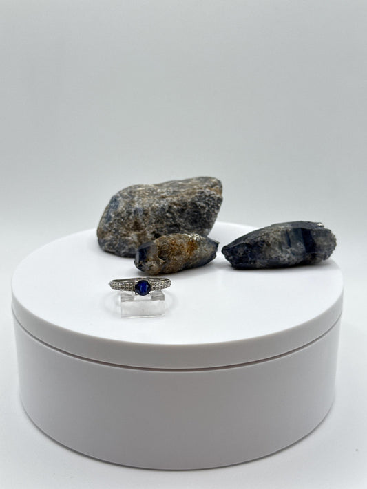 Blue Sapphire Sterling Silver Ring: September Birthstone, Size 8