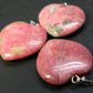Lot of 3 Natural Rhodonite Heart Shape Pendants from Canada