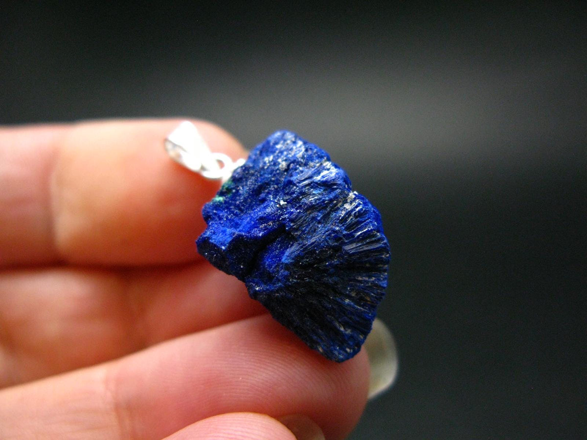 Azurite Nodule Crystal Sterling Silver Pendant from Russia - 1.0" - 4.26 Grams