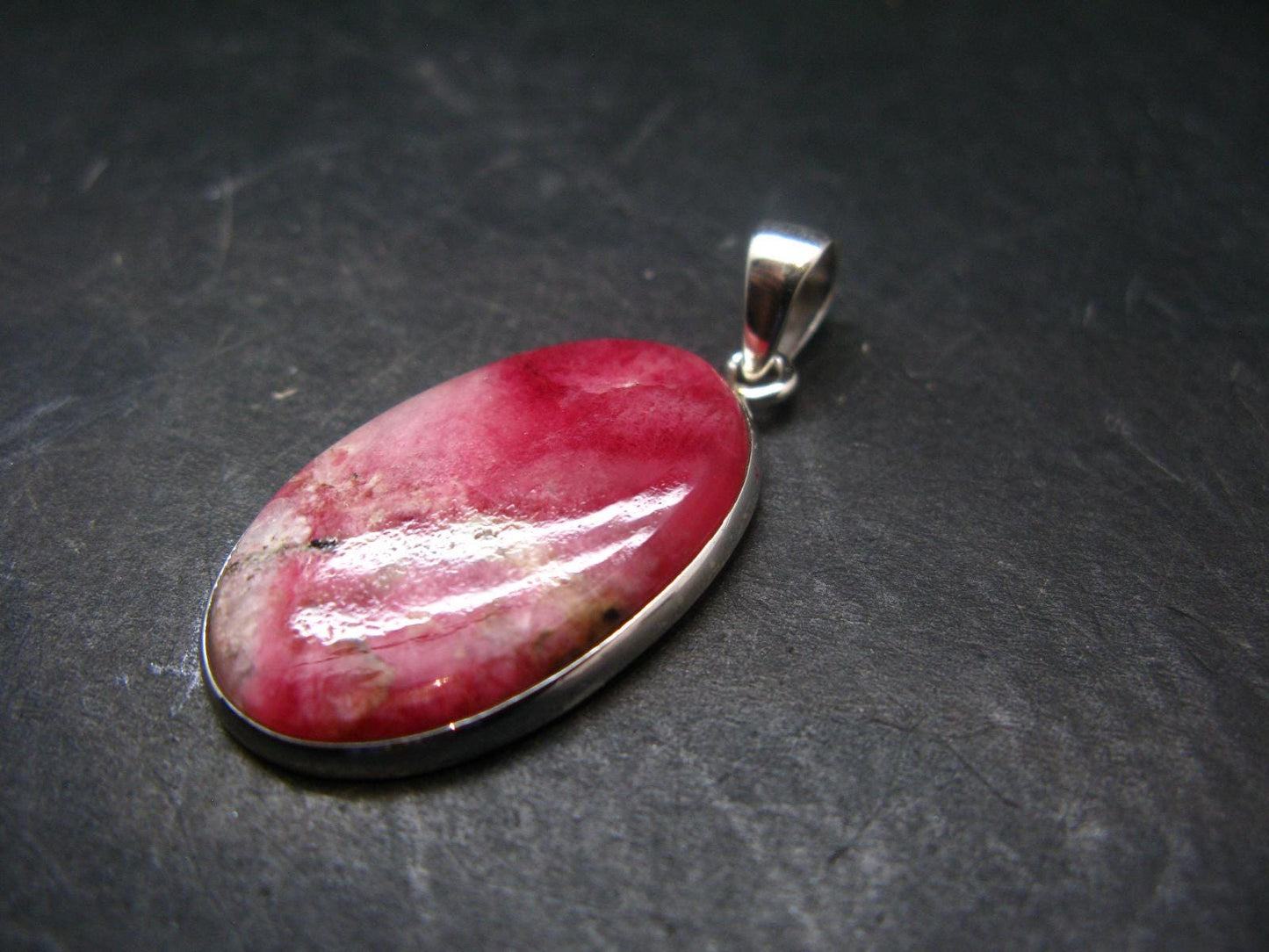 Rare Pink Tugtupite Sterling Silver Pendant From Greenland - 1.6" - 5.48 Grams