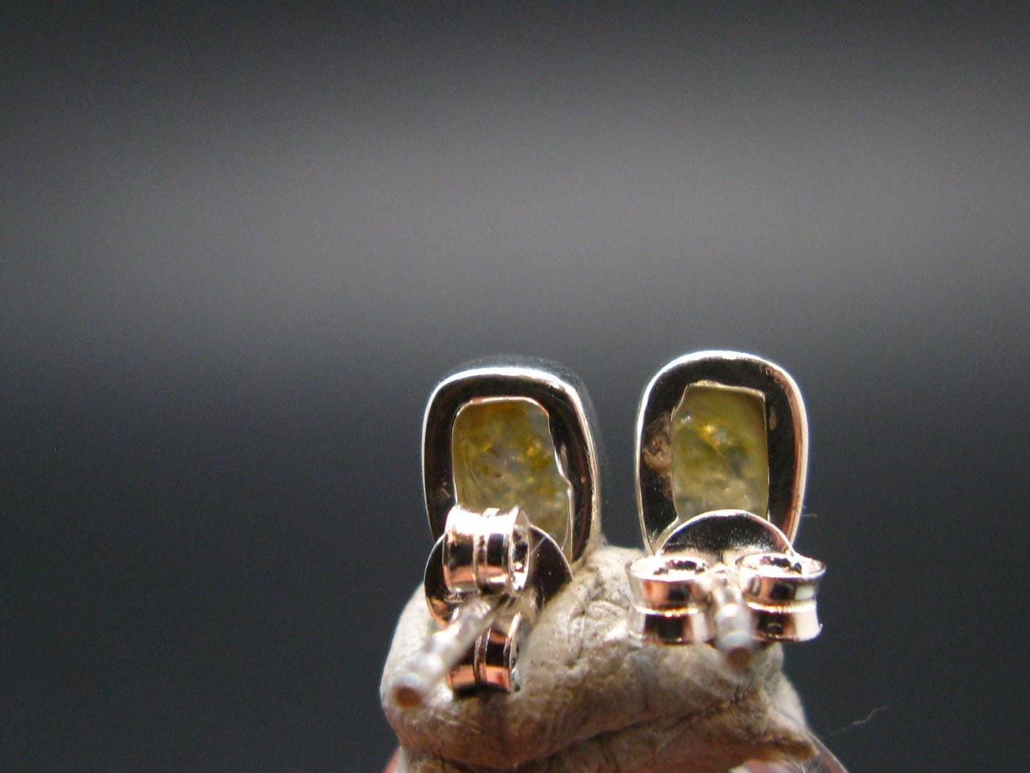 Herderite Stud Earrings Sterling Silver From Brazil - 1.32 Grams