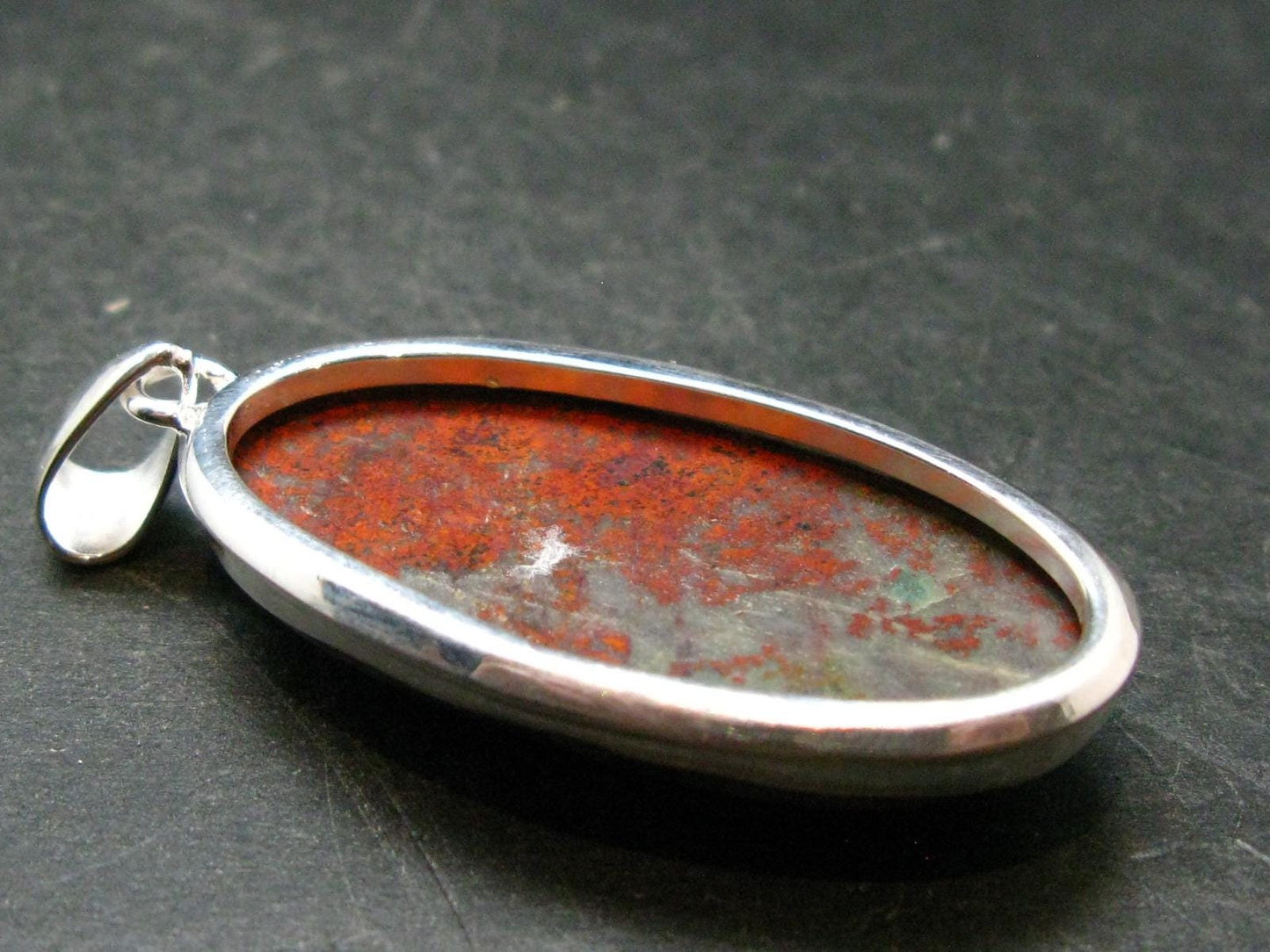 Crimson Cuprite w/ Chrysocola Silver Plated Pendant from Mexico - 2.1" - 11.72 Grams