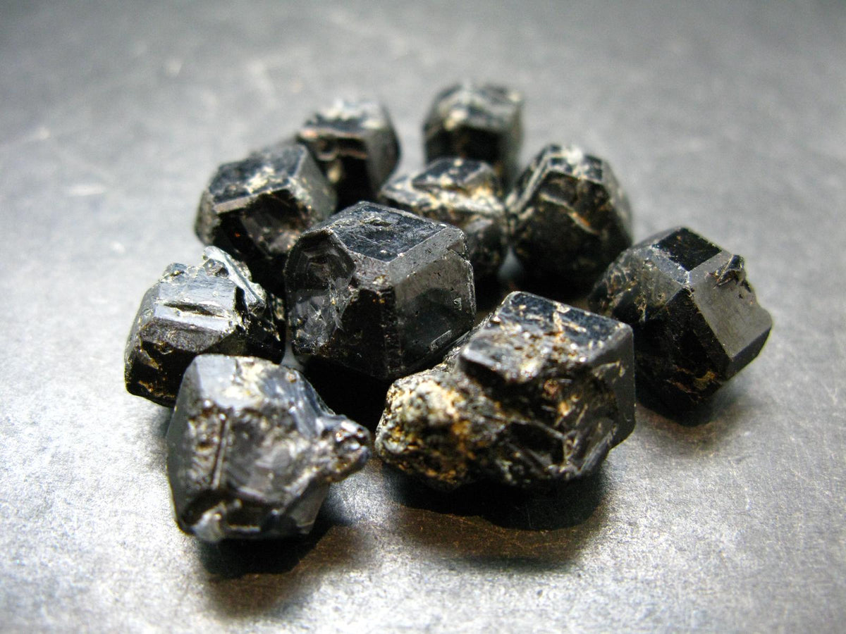 lot of 10 Black Melanite Andradite Garnet Crystals From Mali - 36.82 Grams