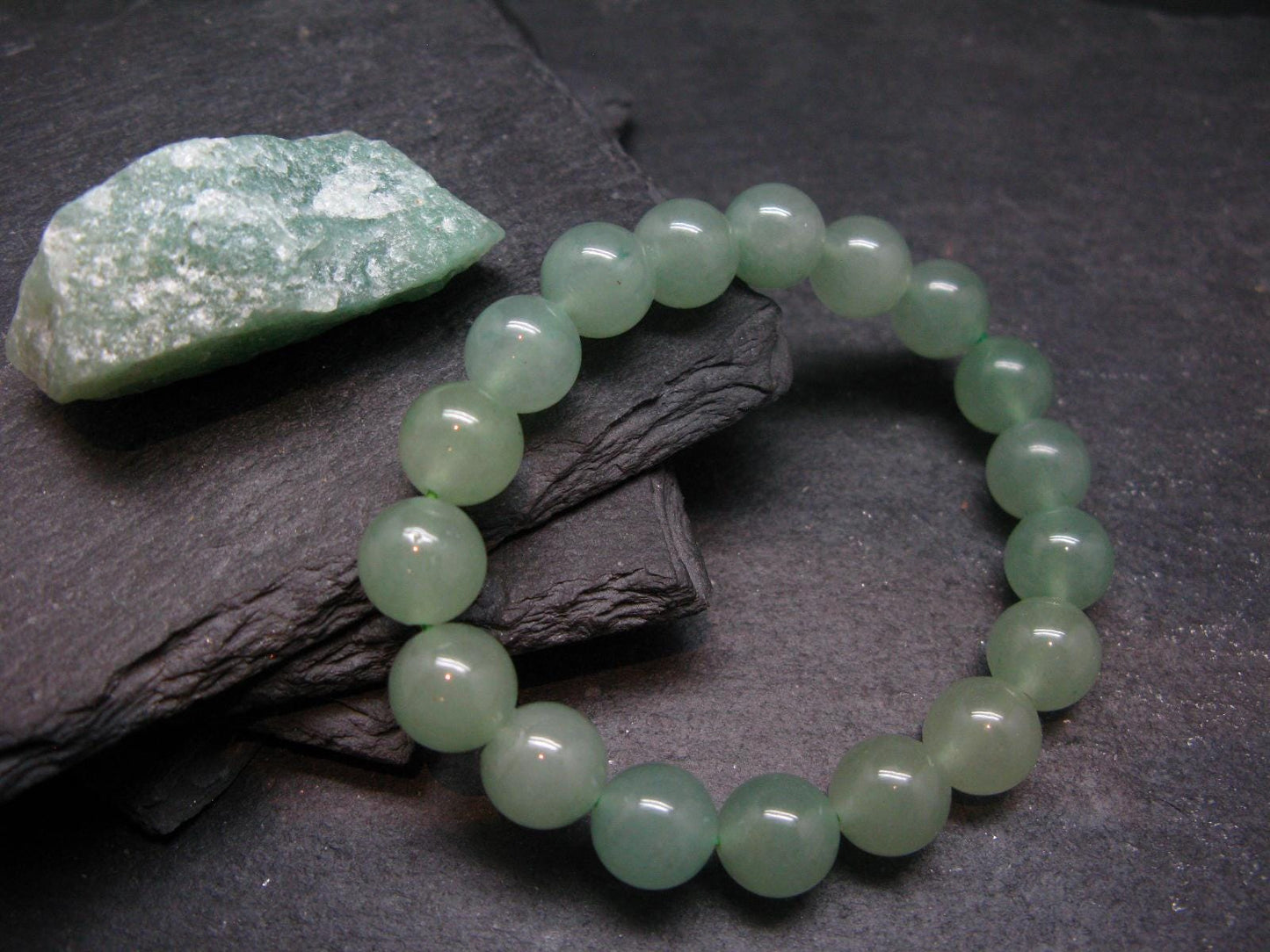 Green Aventurine Genuine Bracelet ~ 7 Inches ~ 10mm Round Beads