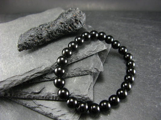 Tibetan Tektite Genuine Bracelet ~ 7 Inches ~ 8mm Round Beads