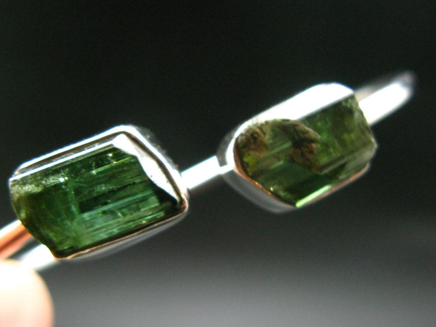Green Tourmaline Silver Twister Bracelet From Brazil - 7.37 Grams