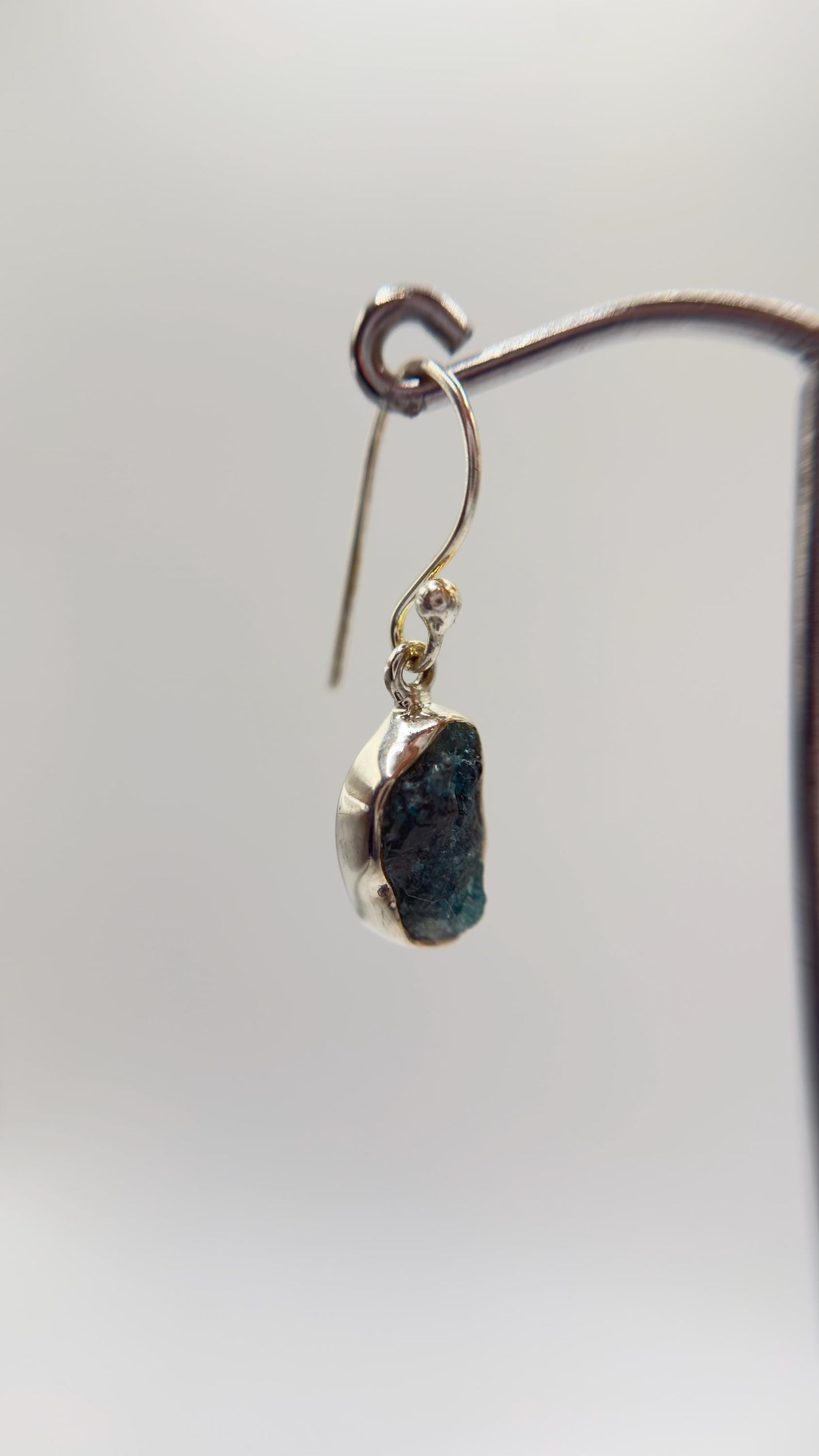 Grandidierite Earrings Blue Green Gemstone Dangle Earrings Raw Stone Silver Jewelry Gift