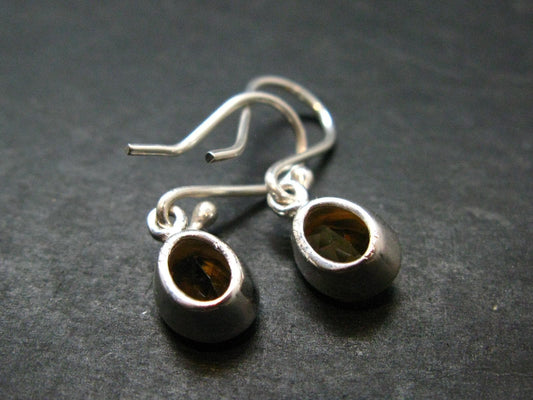 Faceted Golden Yellow Citrine 925 Sterling Silver Drop Earrings - 1.0"