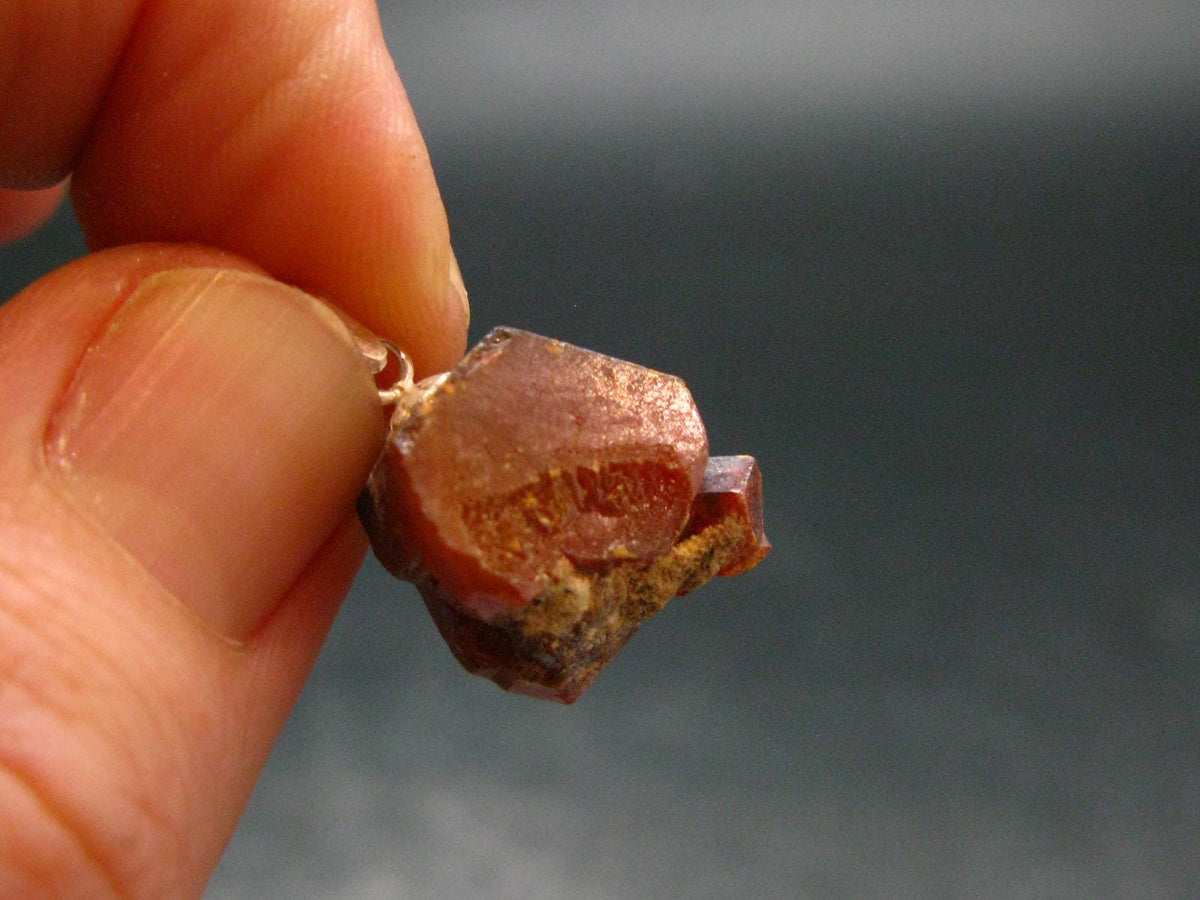 Vanadinite Crystal Silver Pendant From Morocco - 0.9" - 5.86 Grams