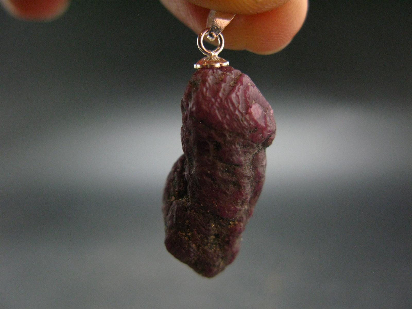 Ruby Silver Pendant from India - 1.2" - 4.84 Grams