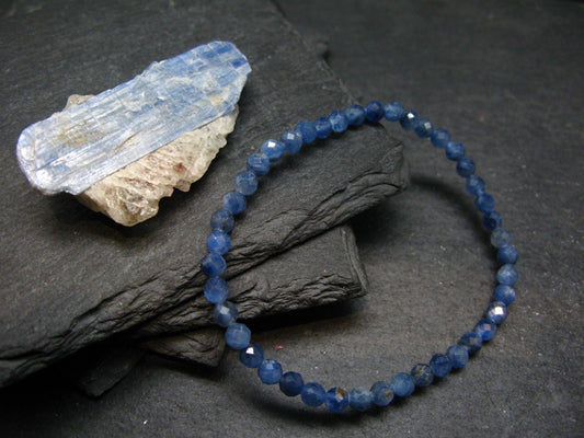 Blue Kyanite Genuine Bracelet ~ 7 Inches ~ 4mm Round Facetted Beads