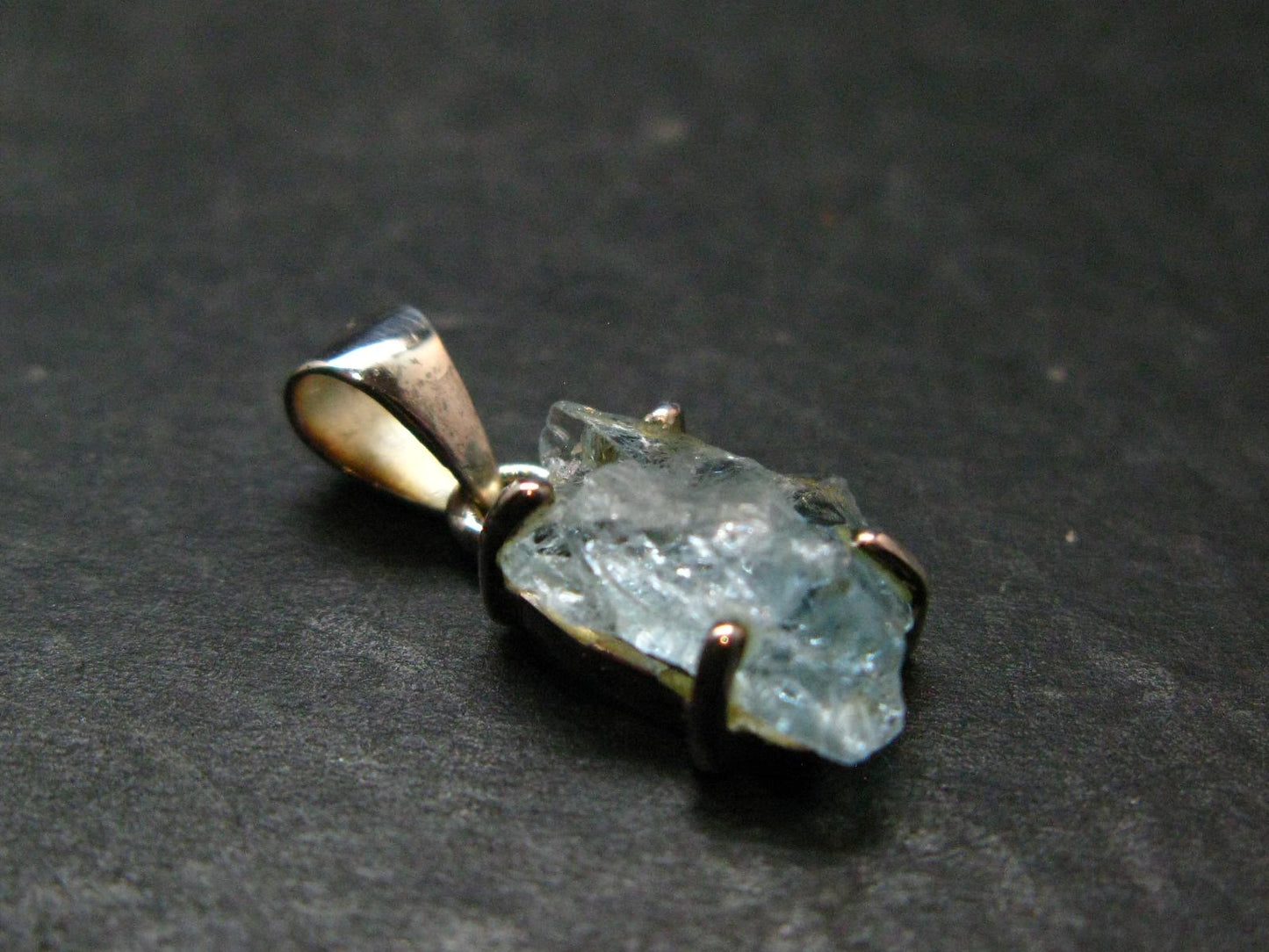 Fantastic Gemmy Aquamarine Crystal Silver Pendant From Brazil - 0.9" - 1.55 Grams