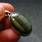 Hawk Eye (Blue Tiger Eye) Silver Pendant from South Africa - 1.4"