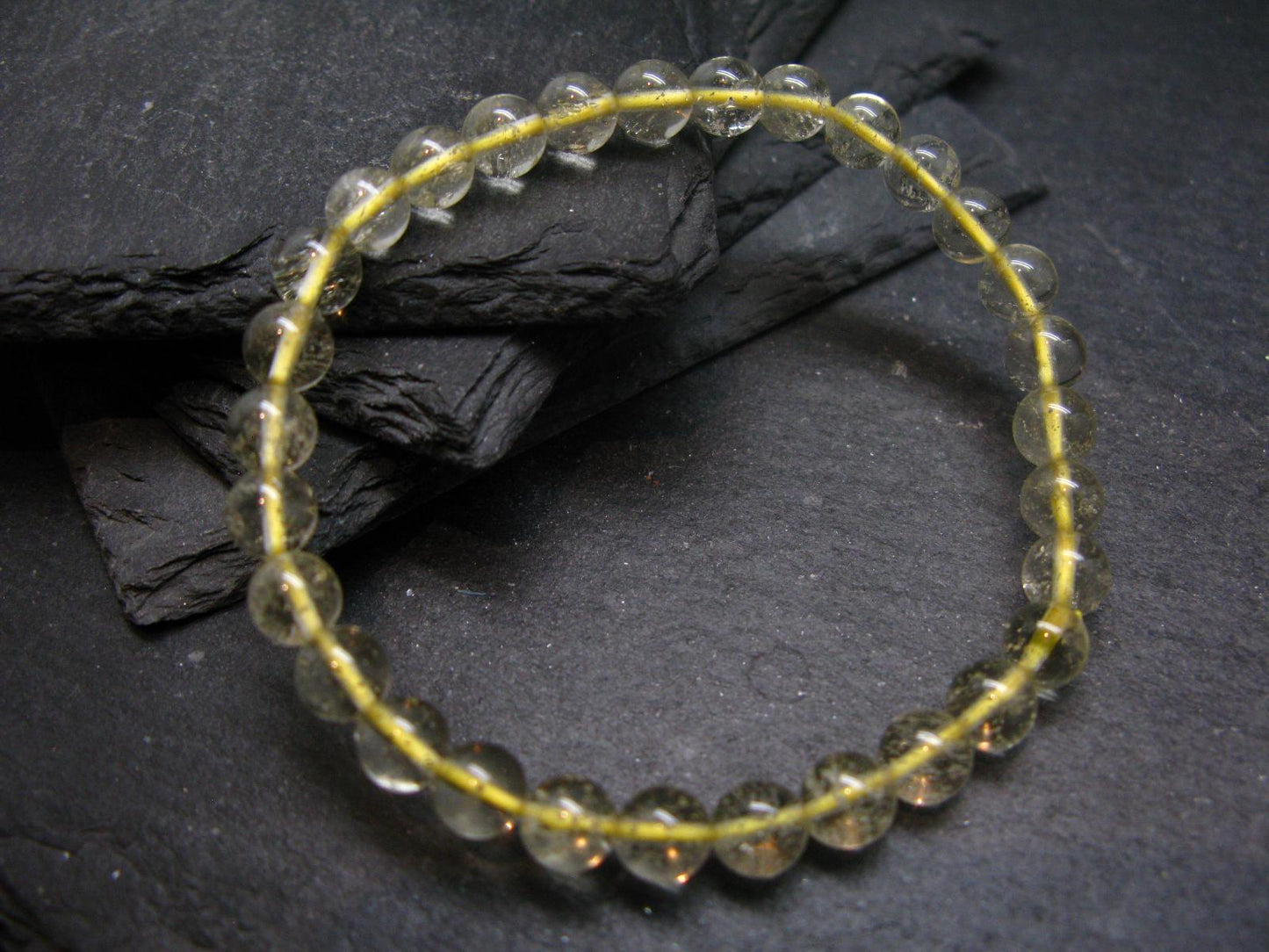 Libyan Tektite Glass Genuine Bracelet ~ 7 Inches ~ 6mm Round Beads