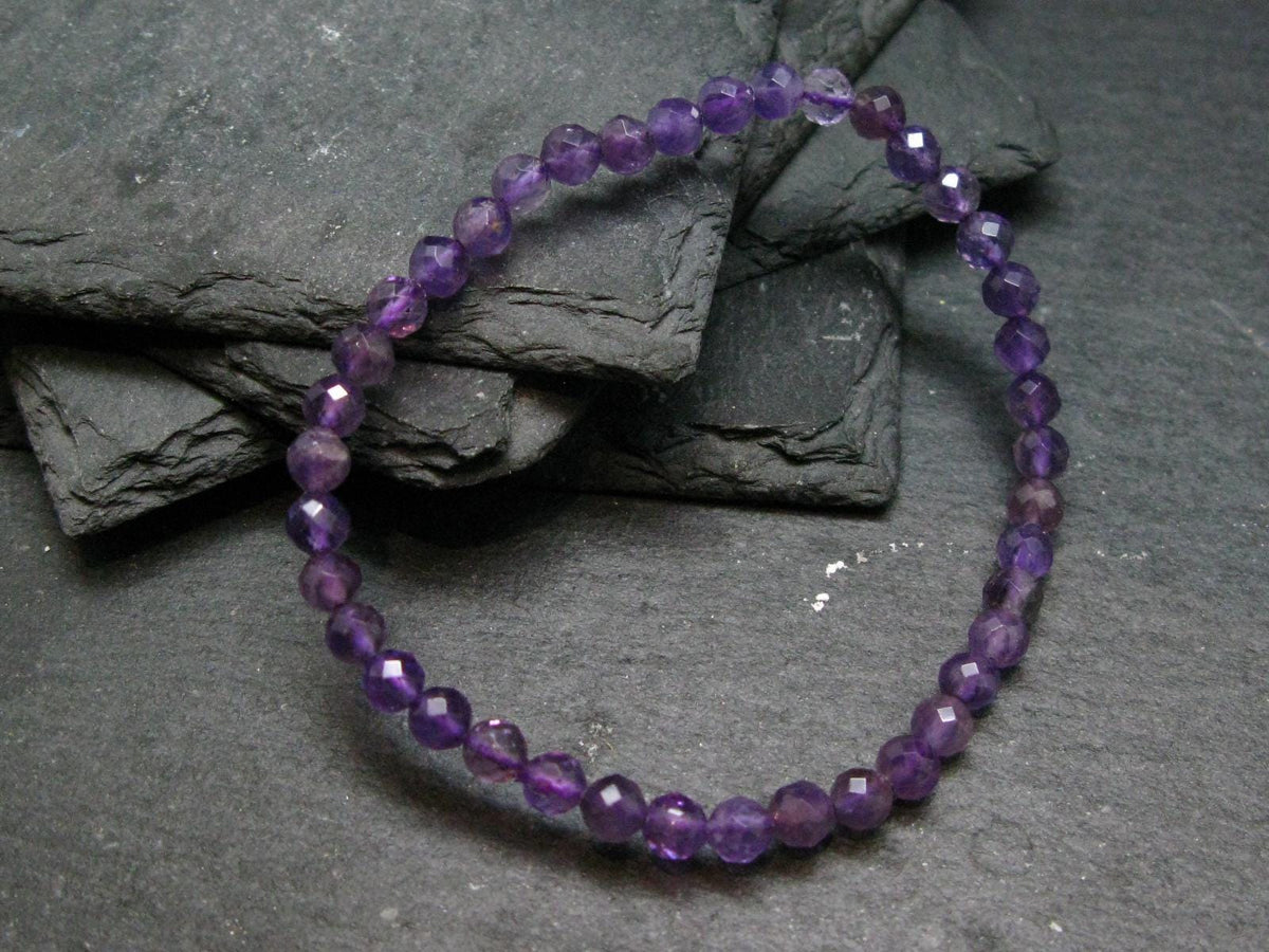 Amethyst Genuine Bracelet ~ 7 Inches ~ 5mm Facetted Beads
