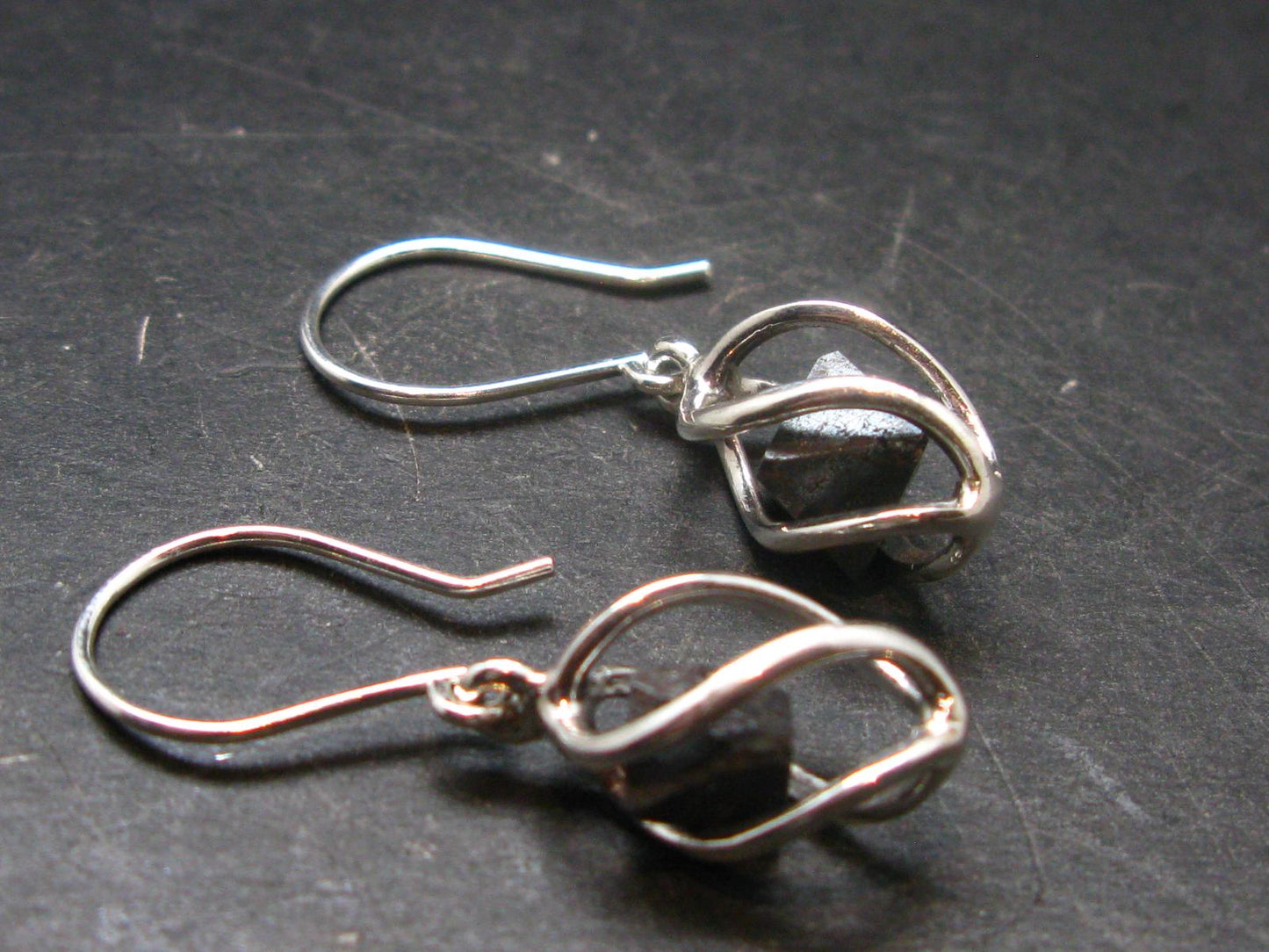 Magnetite Crystal Silver Earrings From Bolivia - 1.4" - 5.79 Grams