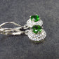 Natural Intense Forest Green Faceted Chrome Diopside Dangle 925 Silver Leverback Earrings from Russia - 1 Carat