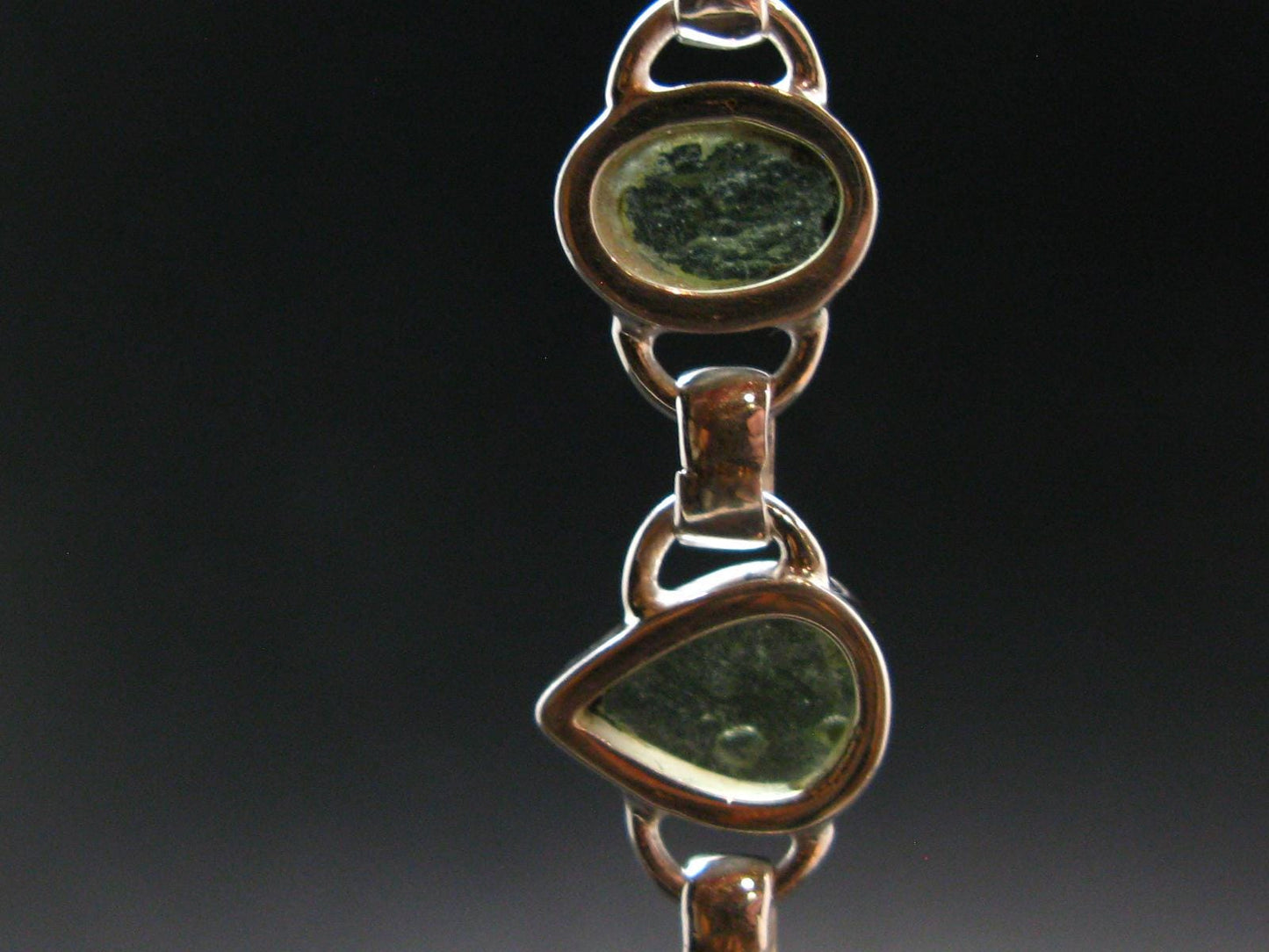 Moldavite Silver Bracelet - 8" - 14.56 Grams