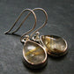 Rutilated Quartz Silver earrings From Brazil - 1.2"