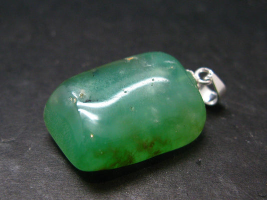 Chrysoprase Silver Pendant From Australia - 1.1" - 4.86 Grams