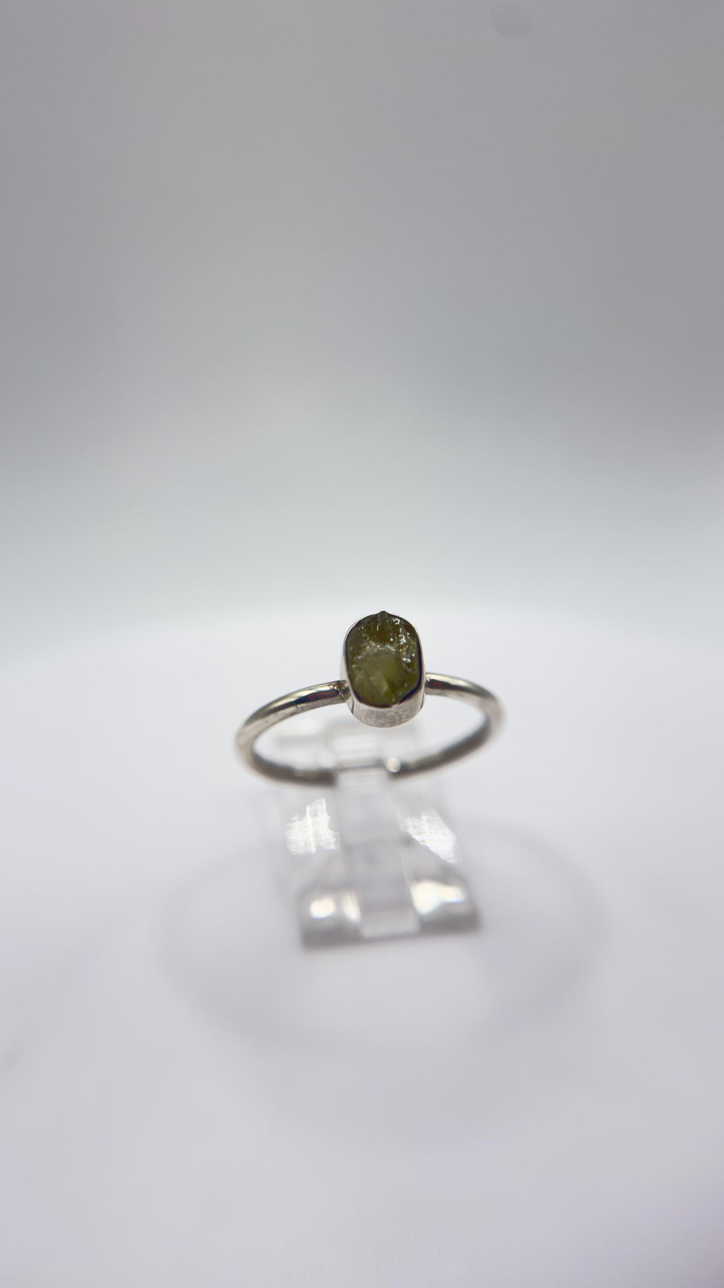 Raw Chrysoberyl Ring Green Yellow Gemstone Silver Minimalist Crystal Unique Jewelry Gift - Sizes 8