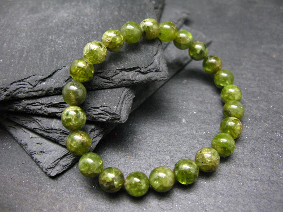 Peridot Genuine Bracelet ~ 7 Inches ~ 8mm Round Beads
