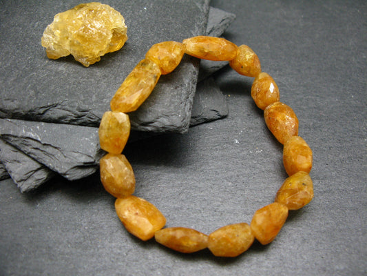 Heliodor Golden Beryl Genuine Bracelet ~ 7 Inches ~ 14mm Facetted Beads