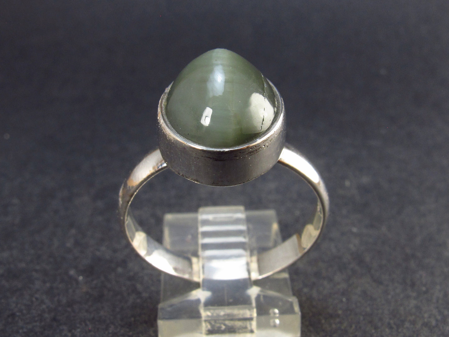 Polished Cats Eye Silver Ring From Brazil - 5.0 Grams - Size 11