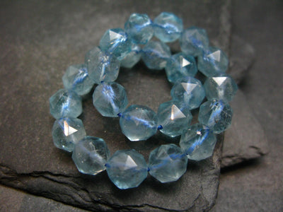 Blue Topaz Genuine Bracelet ~ 7 Inches ~ 8mm Facetted Beads