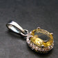 Yellow Citrine Gem Facetted Sterling Silver Pendant From Brazil With CZ - 0.9" - 1.83 Grams