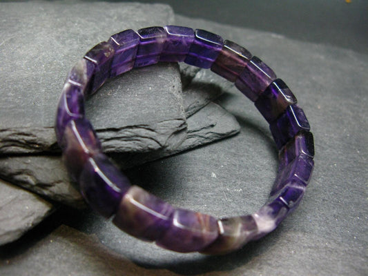 Amethyst Genuine Bracelet ~ 7 Inches ~ 12mm Squared Beads