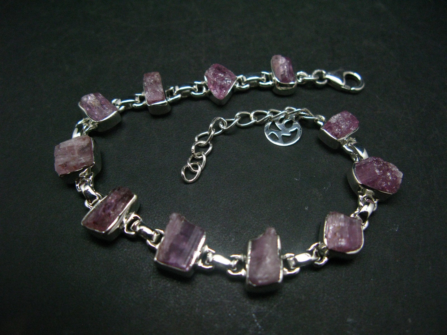 Pink Rose Imperial Topaz Silver Bracelet From Brazil- 7" - 14.8 Grams