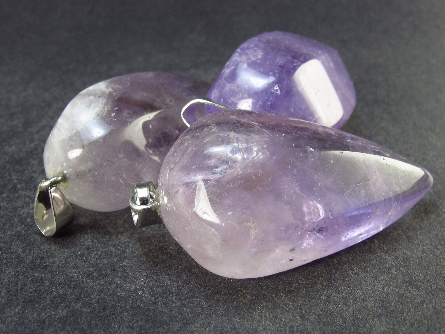 Set of 3 Lavender Amethyst Pendants From Brazil