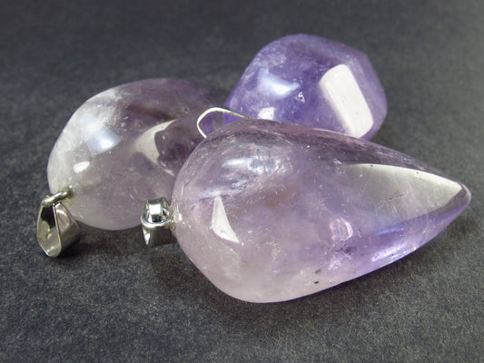 Set of 3 Lavender Amethyst Pendants From Brazil