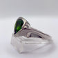 Green Helenite Trillion Ring – Sterling Silver Modern Gemstone Statement Ring