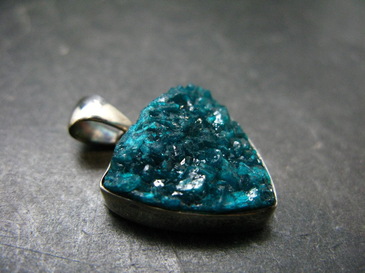 Dioptase Crystal Silver Pendant from Congo - 5.22 Grams - 1.1"