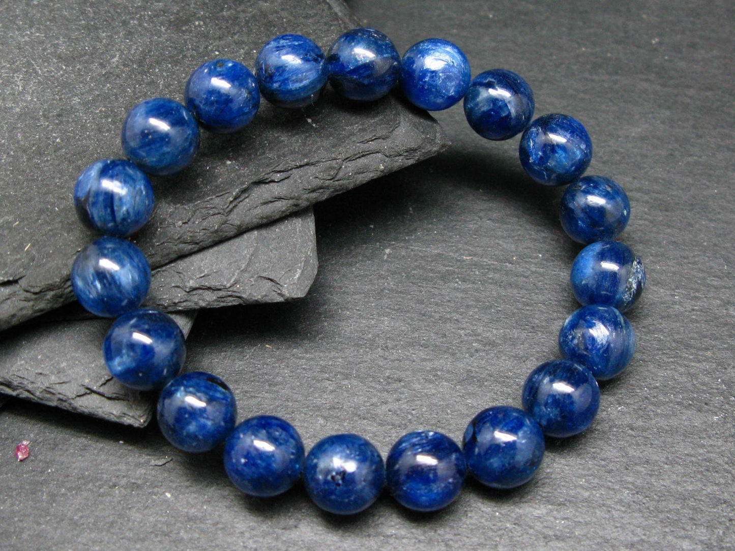Blue Kyanite Genuine Bracelet ~ 7 Inches ~ 10mm Round Beads