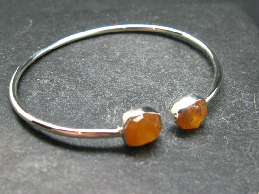 Spessartine Garnet Silver Twister Bracelet From Tanzania - 4.88 Grams