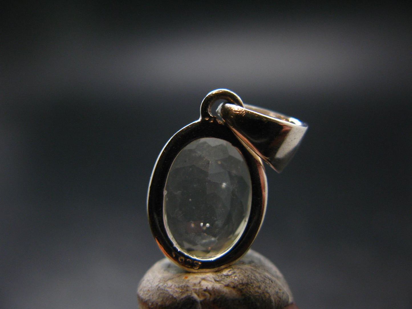 Gem Libyan Desert Glass Tektite Faceted Pendant Sterling Silver from Libya - 0.9" - 3.03 Grams