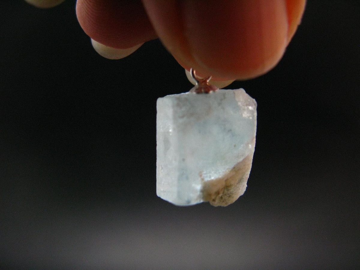 Aquamarine Gem Sterling Silver Pendant From Brazil - 0.8" - 2.81 Grams