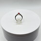 Ruby Solitaire Ring | Sterling Silver Pavé Band, Size 8